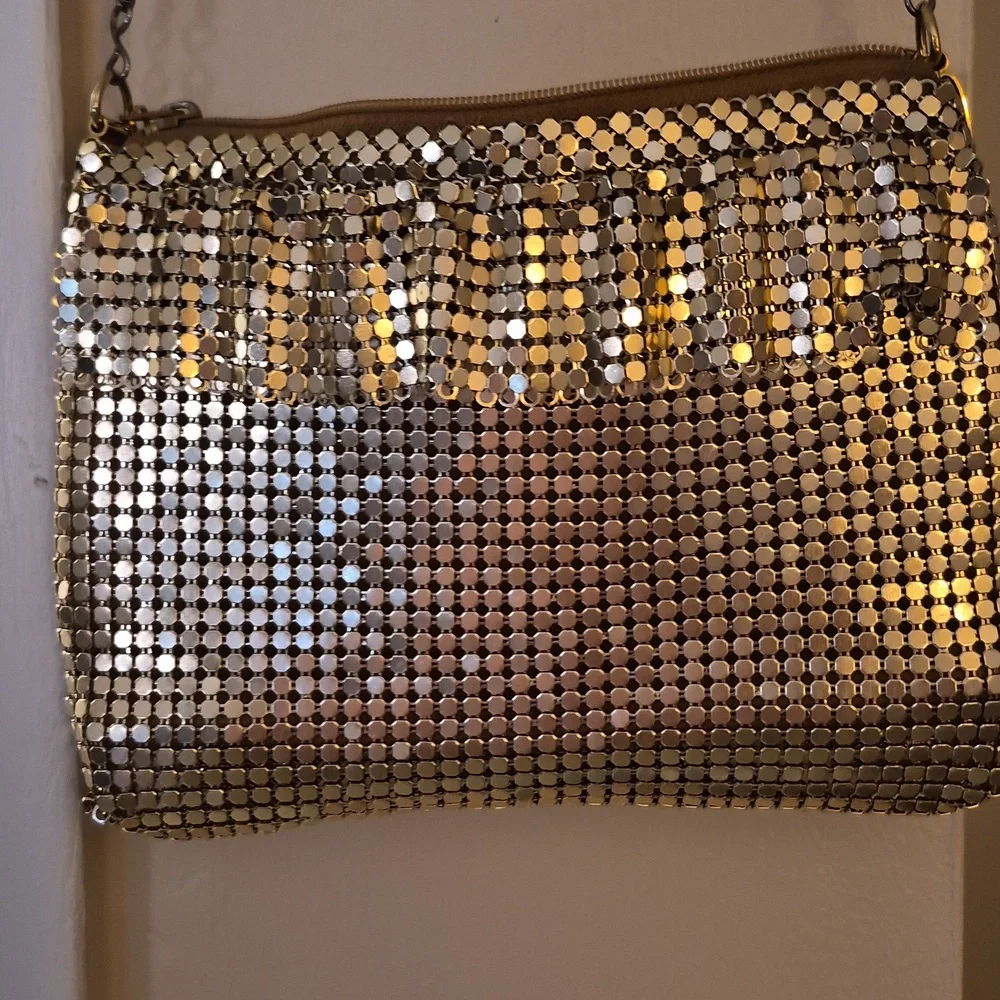Vintage John Weitz Gold Metal Mesh Evening Chain Strap Bag
